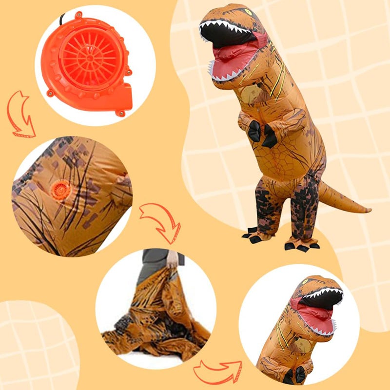 Qshine Adults T-Rex Inflatable Costume Fancy Dinosaur Suit Blow up Stegosaurus Jumpsuit Halloween Cosplay Costume - Image 5